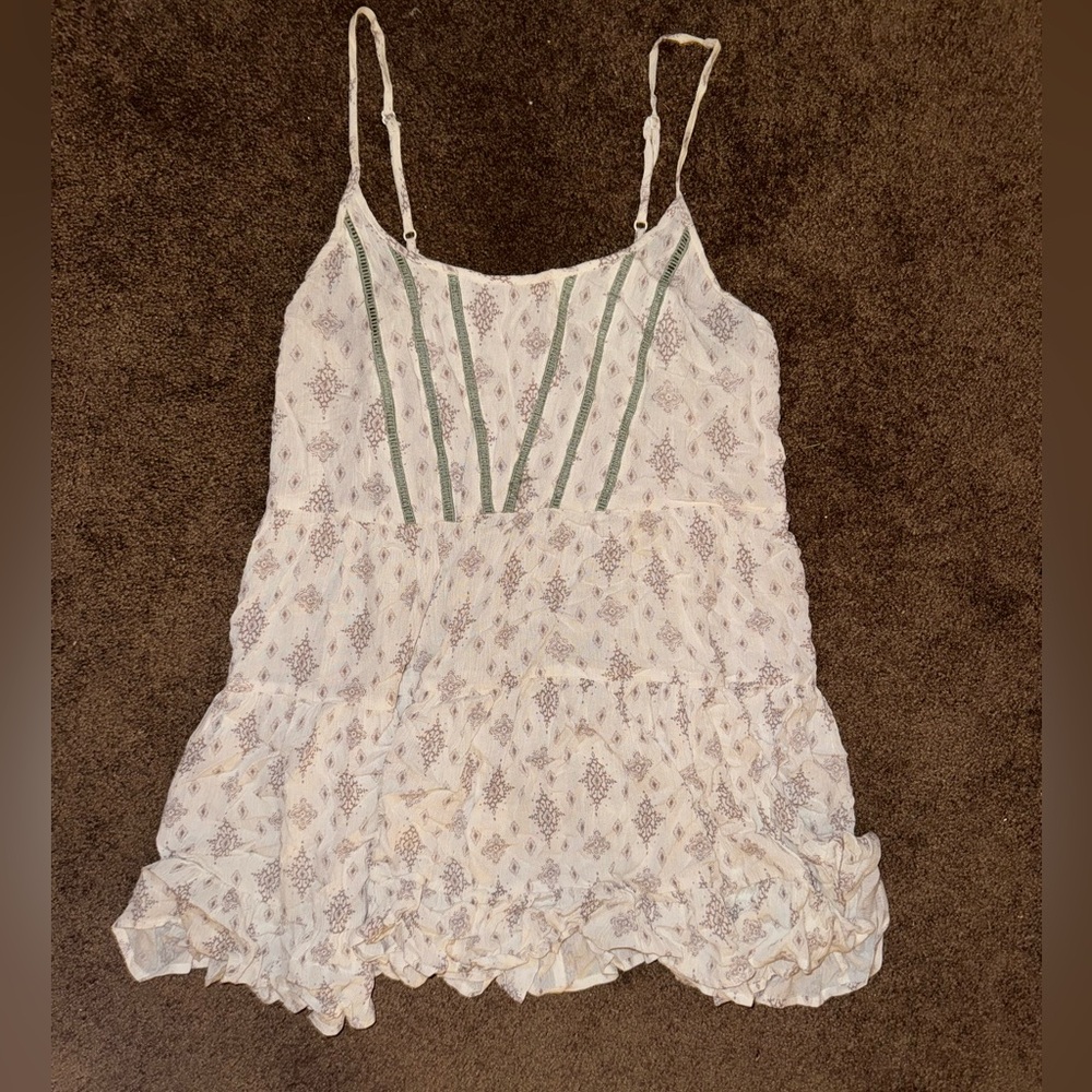 En Creme Cream Tiered Ruffled Mini Sundress